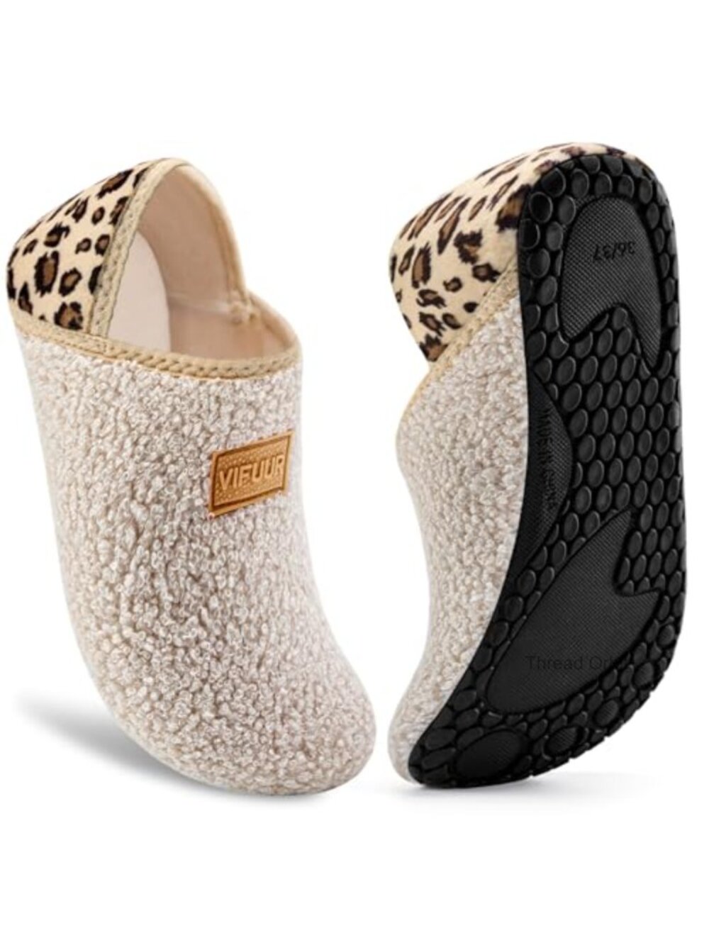 Fuzzy Barefoot Slippers Women Men with Non-Slip Sole & Velvet Lining